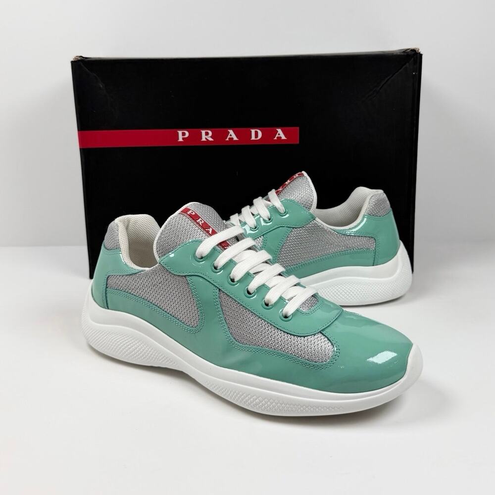 Size 8UK/9US - Prada Americas Cup Mint Green Sneakers - Picture 2 of 12